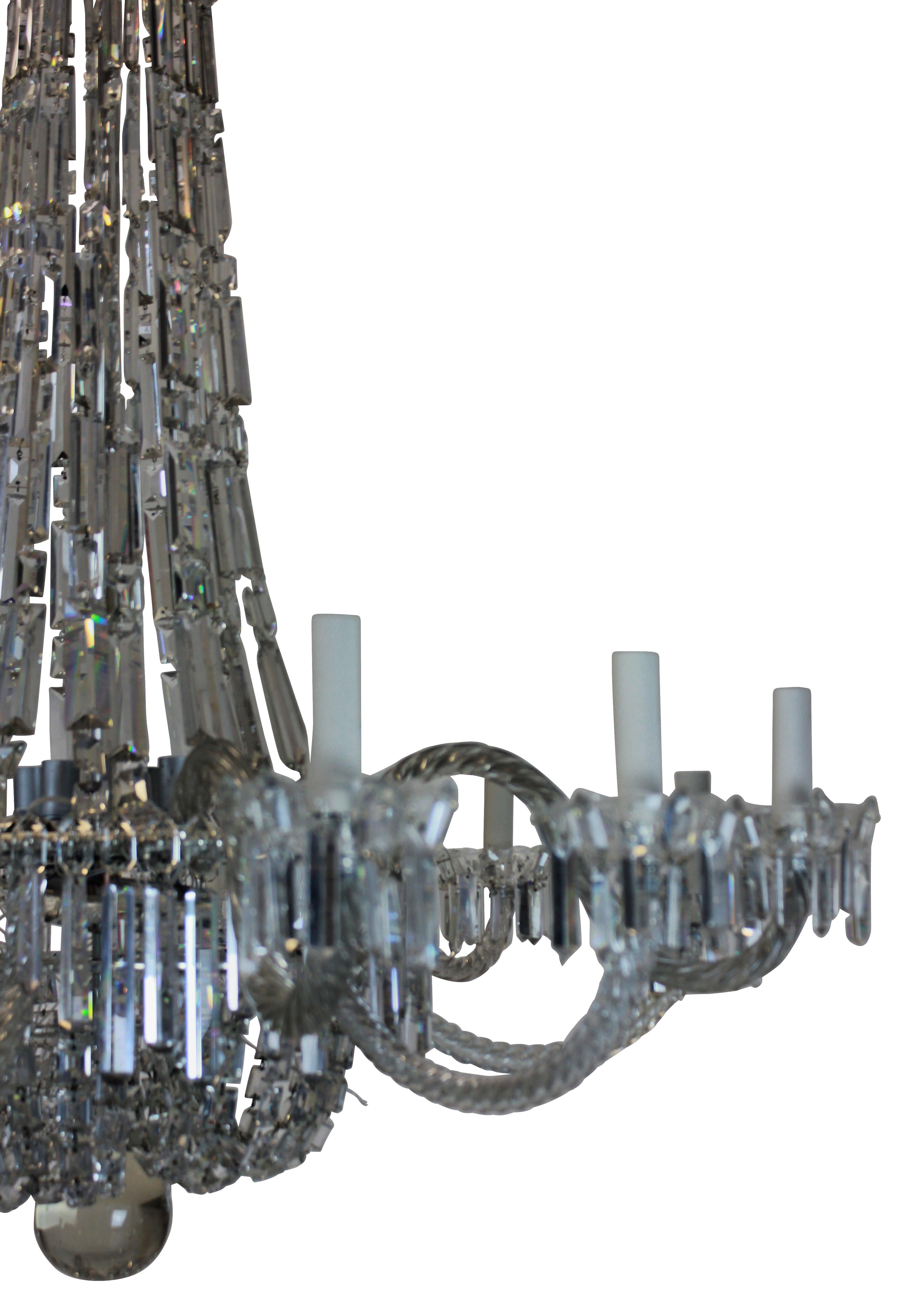 Cut Glass Fine Regency Tend and Waterfall Chandelier