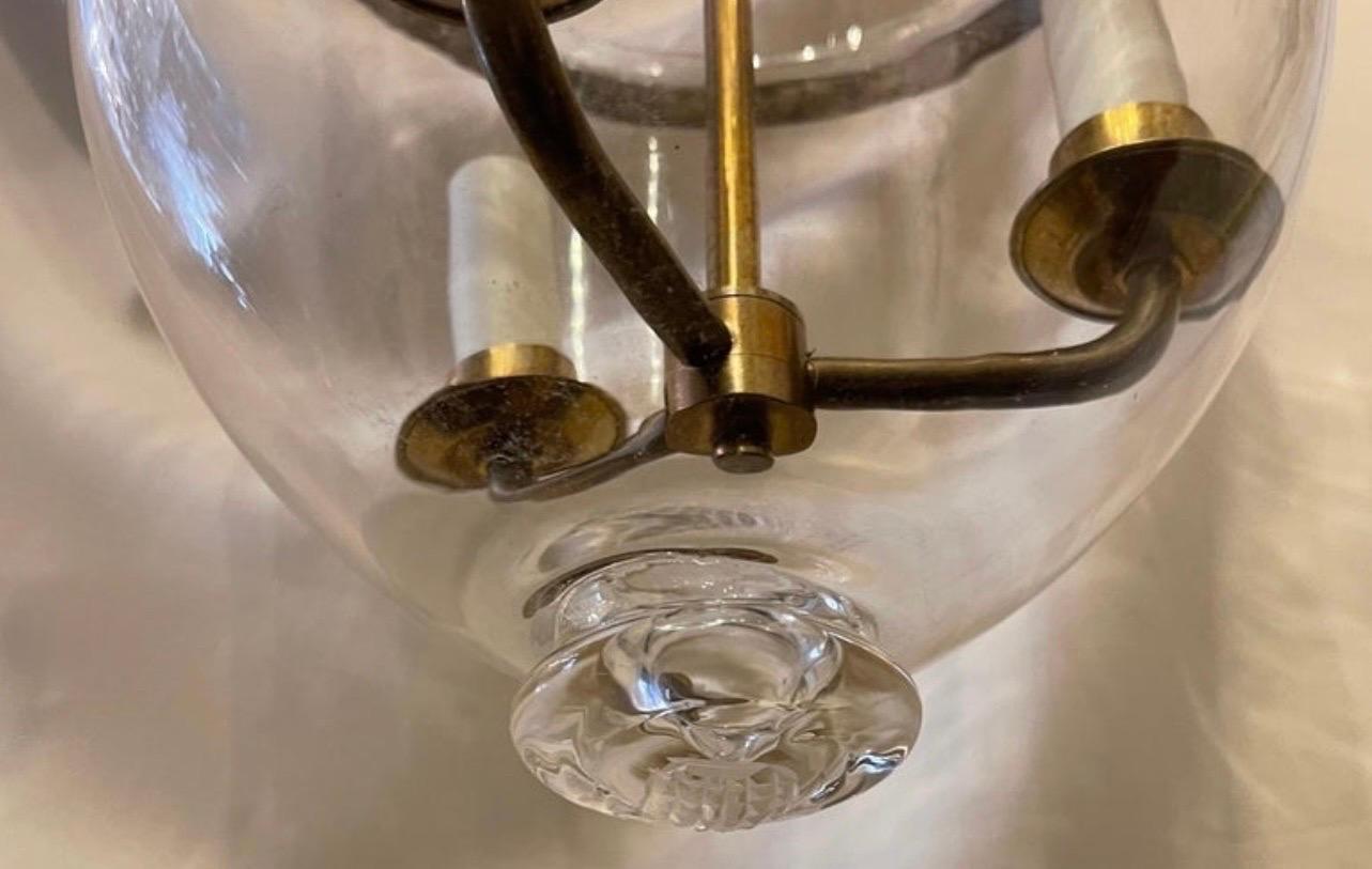 20th Century Fine Regency Vaughan Designs English Bronze Bell Jar Blown Glass Lantern