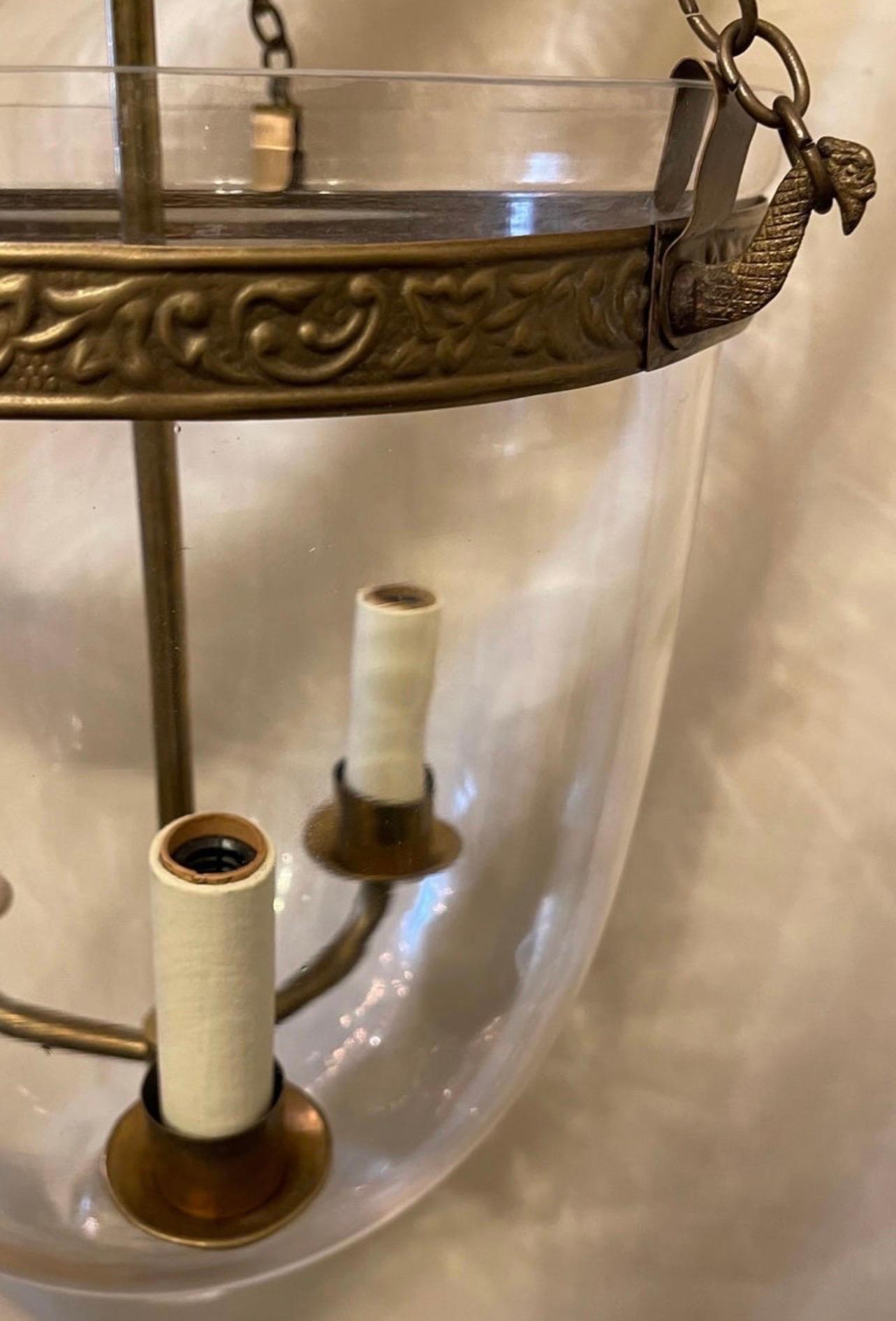 Brass Fine Regency Vaughan Designs English Bronze Bell Jar Blown Glass Lantern