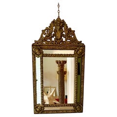 Large Repoussé Copper Pareclose Napoleon III Mirror, France, 1890