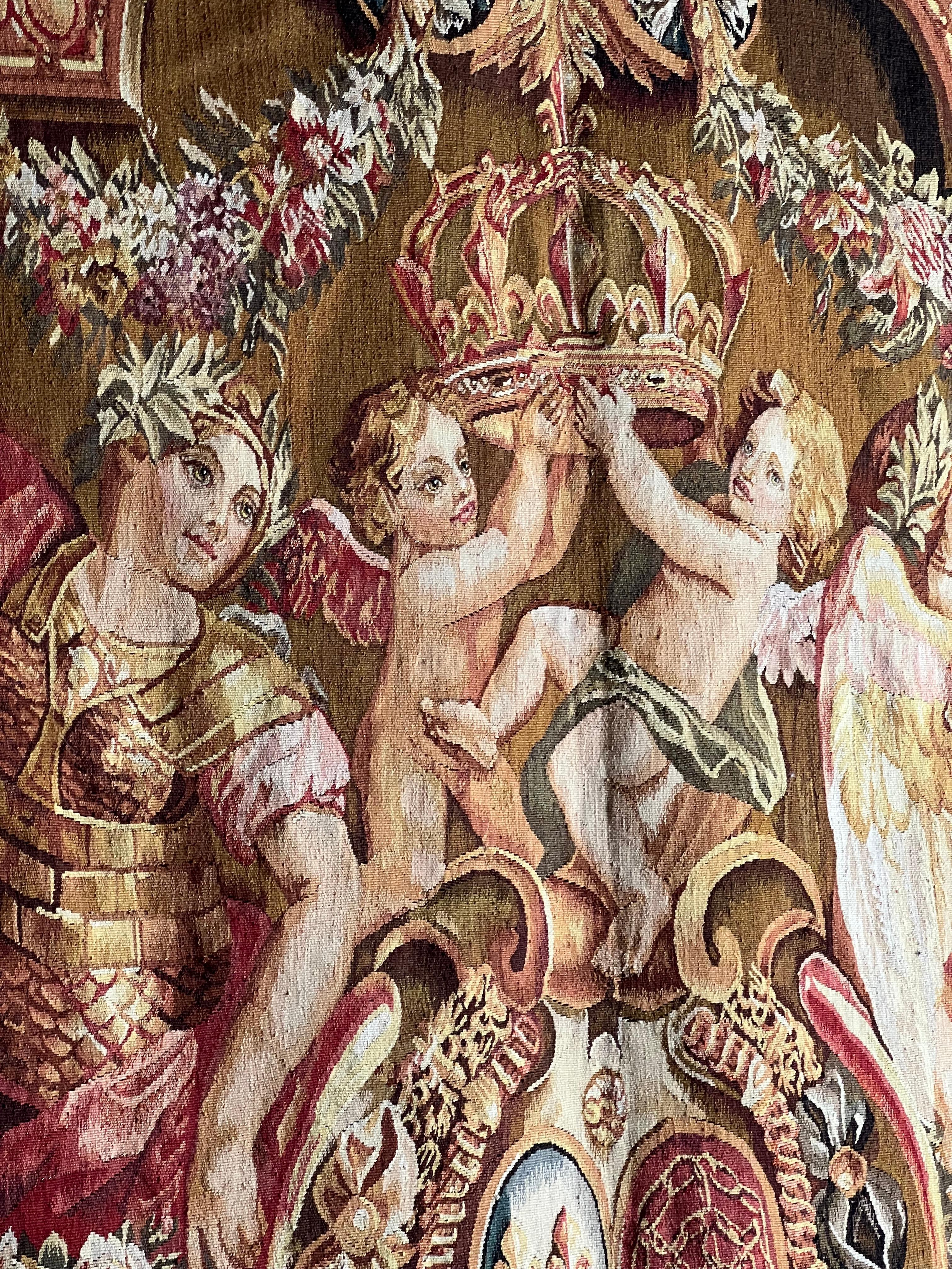 Feine Reproduktion des Aubusson-Wandteppichs aus der Zeit Ludwigs XIV. Portiere des Renommees