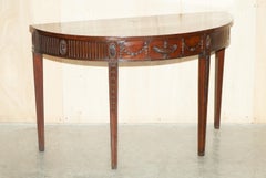 FiNE RESTORED 18TH CENTURY BURL HARDWOOD CARVED ADAMS DEMI LINE CONSOLE TABLE