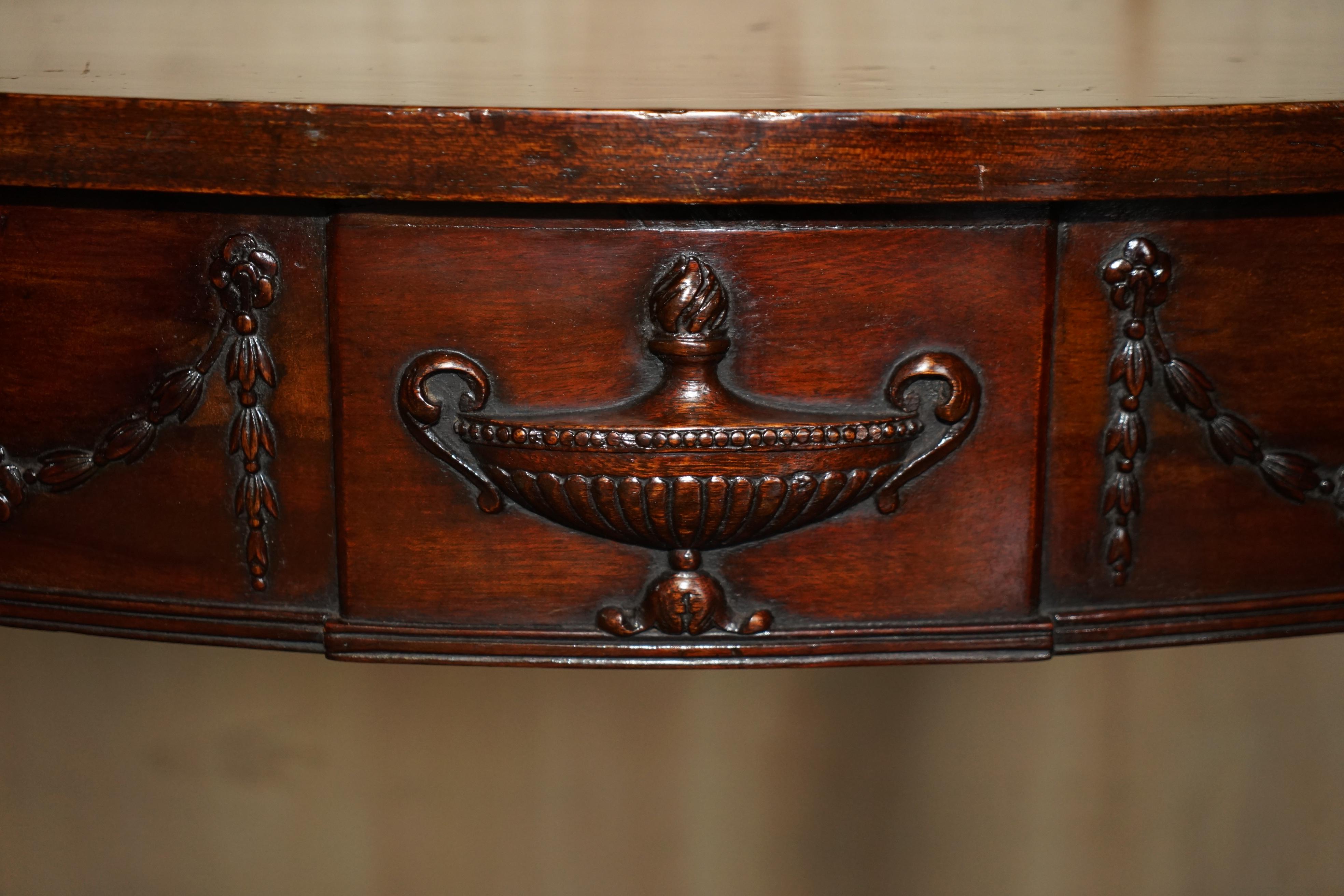 FiNE RESTORED 18TH CENTURY BURL HARDWOOD CARVED ADAMS DEMI LINE CONSOLE TABLE For Sale 2