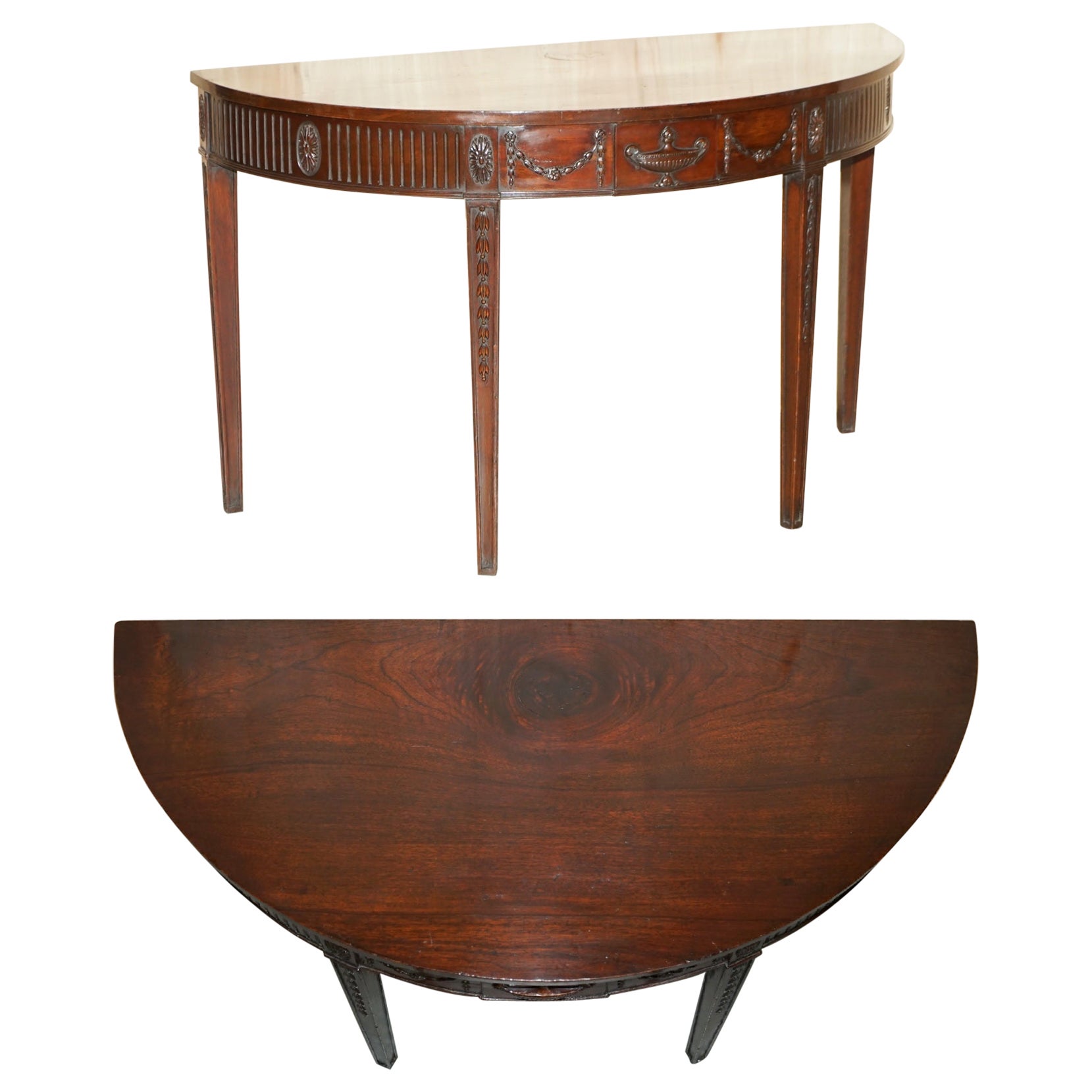 CONSOLE DEMI LINE À ADAMS EN HARDWOOD CONSERVÉE DU 18ème SIÈCLE, RÉALISÉE À Cincinnati