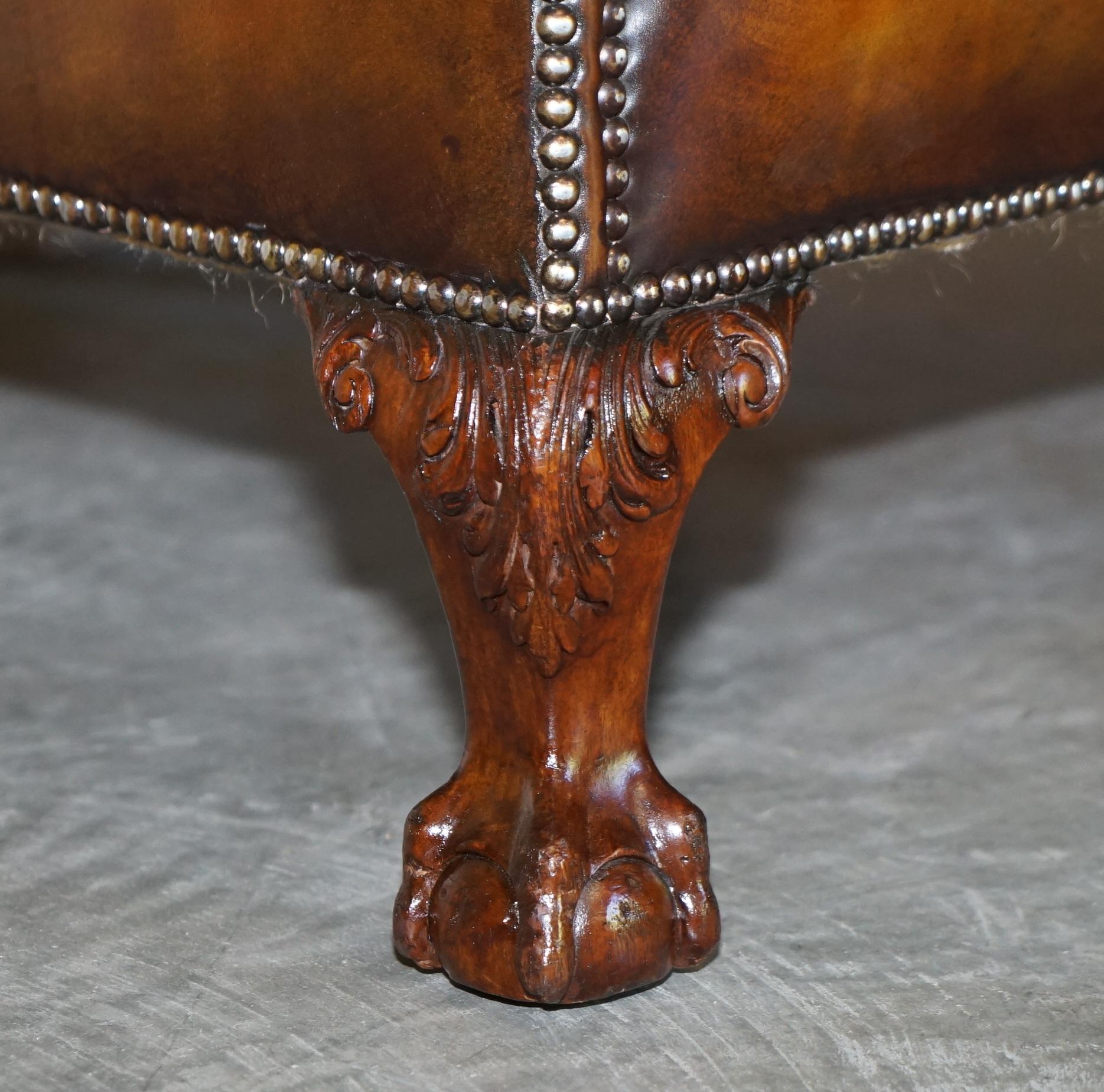 Fine Restored Howard & Sons Chesterfield Brown Leather Claw & Ball Feet Armchair 5