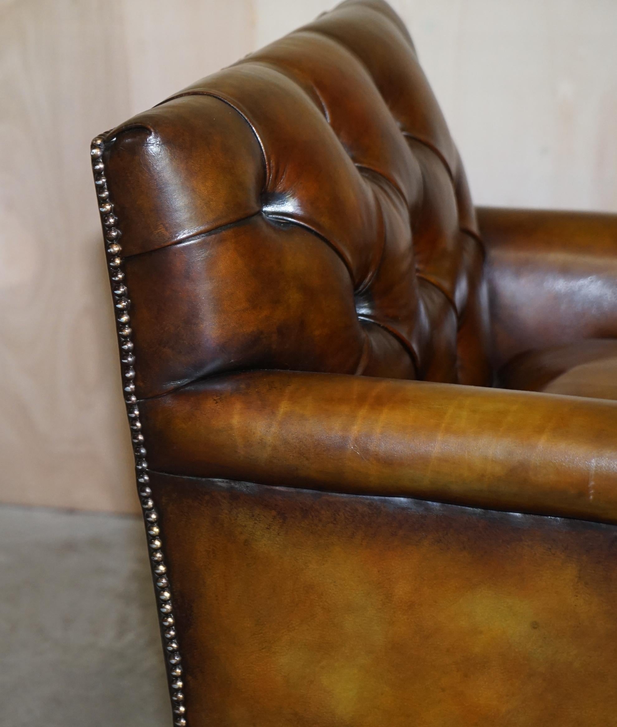 Fine Restored Howard & Sons Chesterfield Brown Leather Claw & Ball Feet Armchair 8