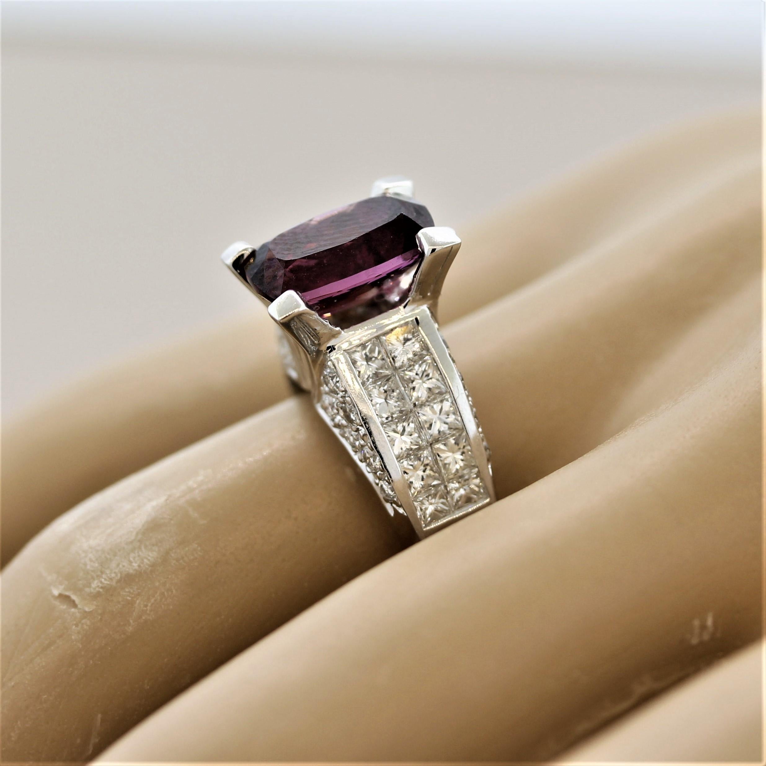 Fine Rhodolite Garnet Diamond Gold Ring For Sale 2