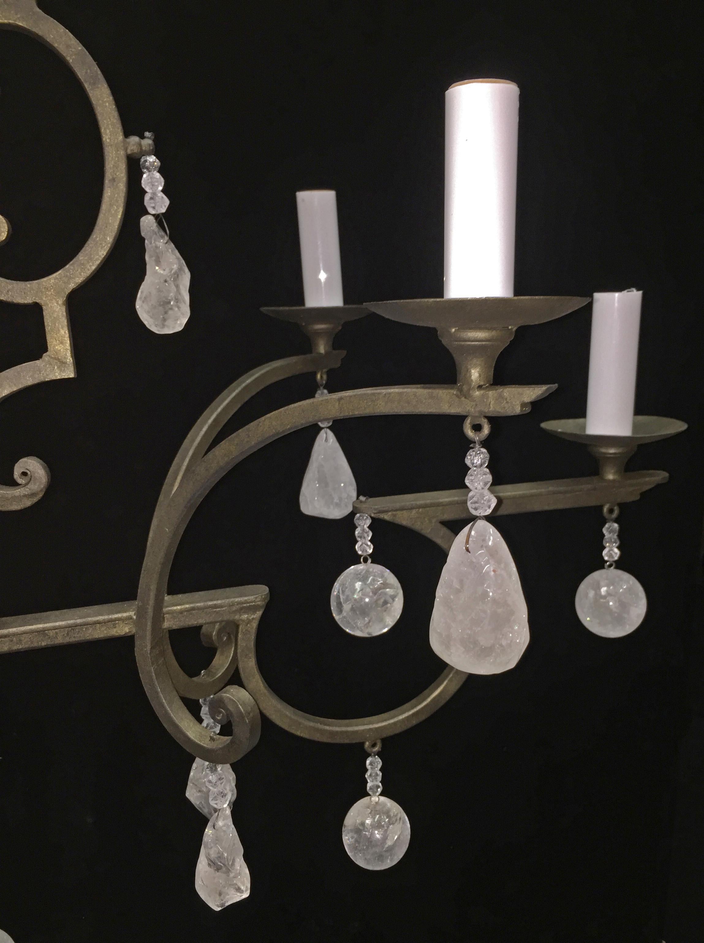 oblong chandelier with crystals