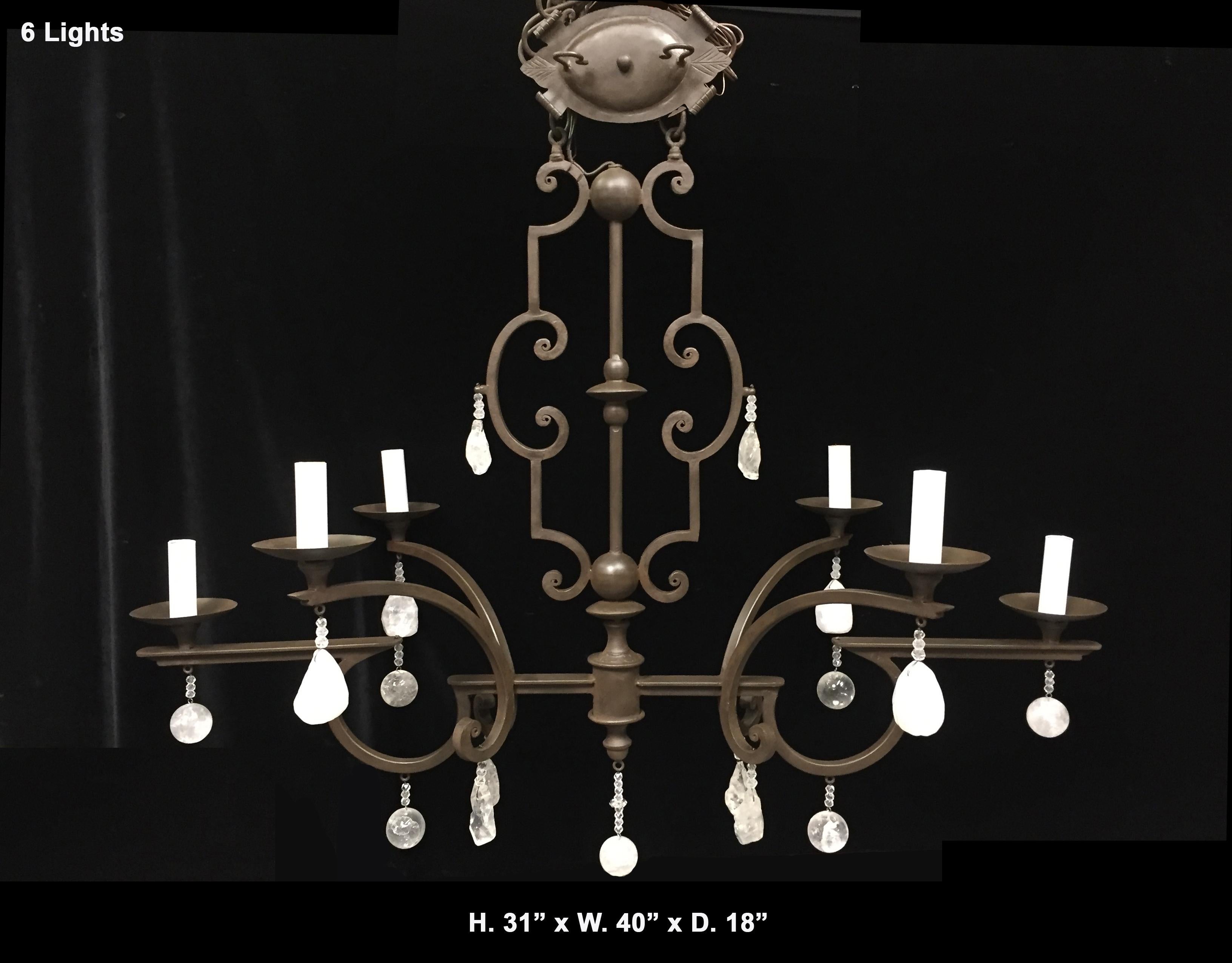 American Fine Rock Crystal Elongated Oblong Chandelier For Sale