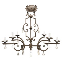 Fine Rock Crystal Elongated Oblong Chandelier