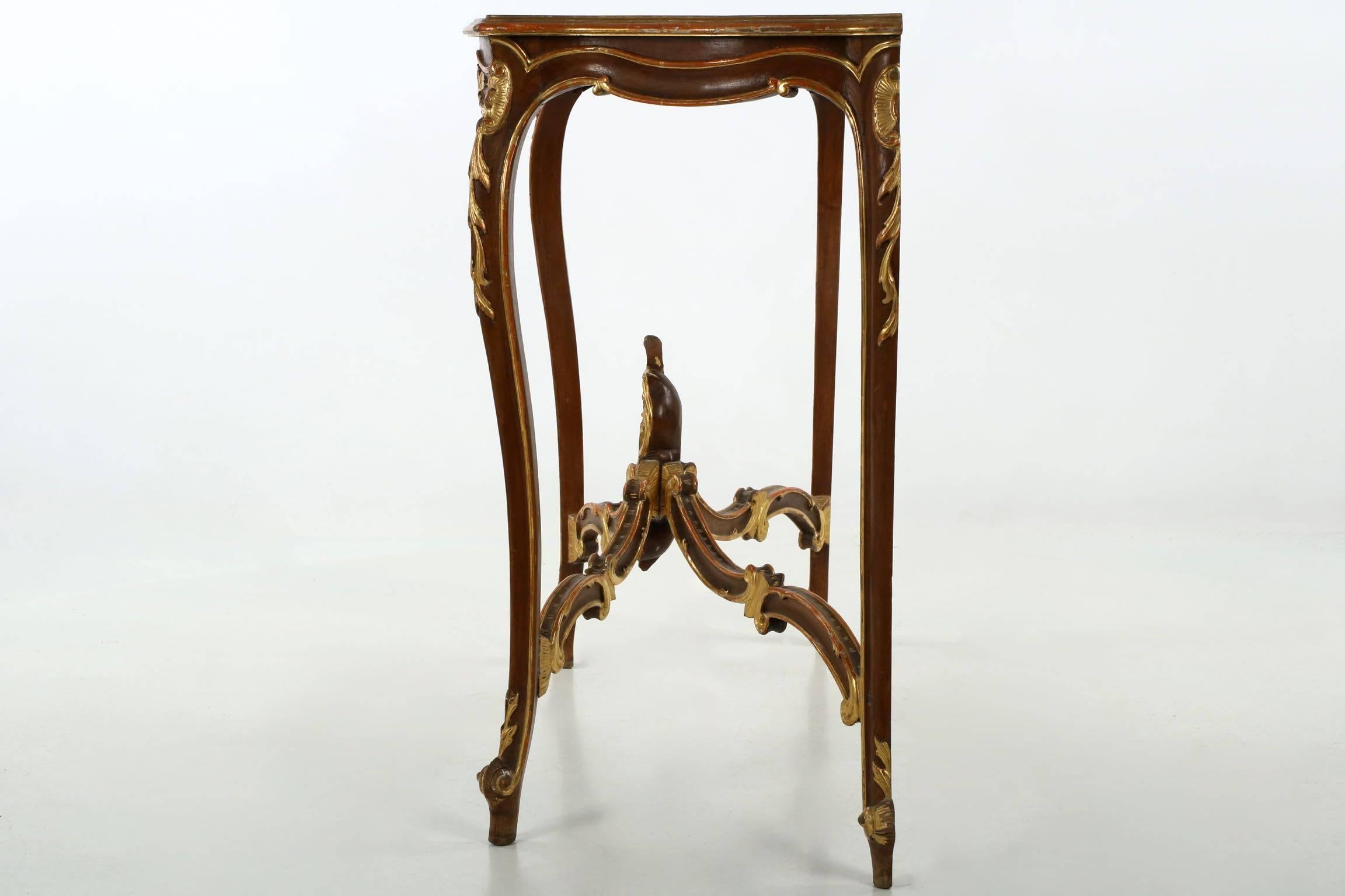 Fine Rococo Carved and Gilded Walnut Pier Mirror and Console Table, 19th Century 5