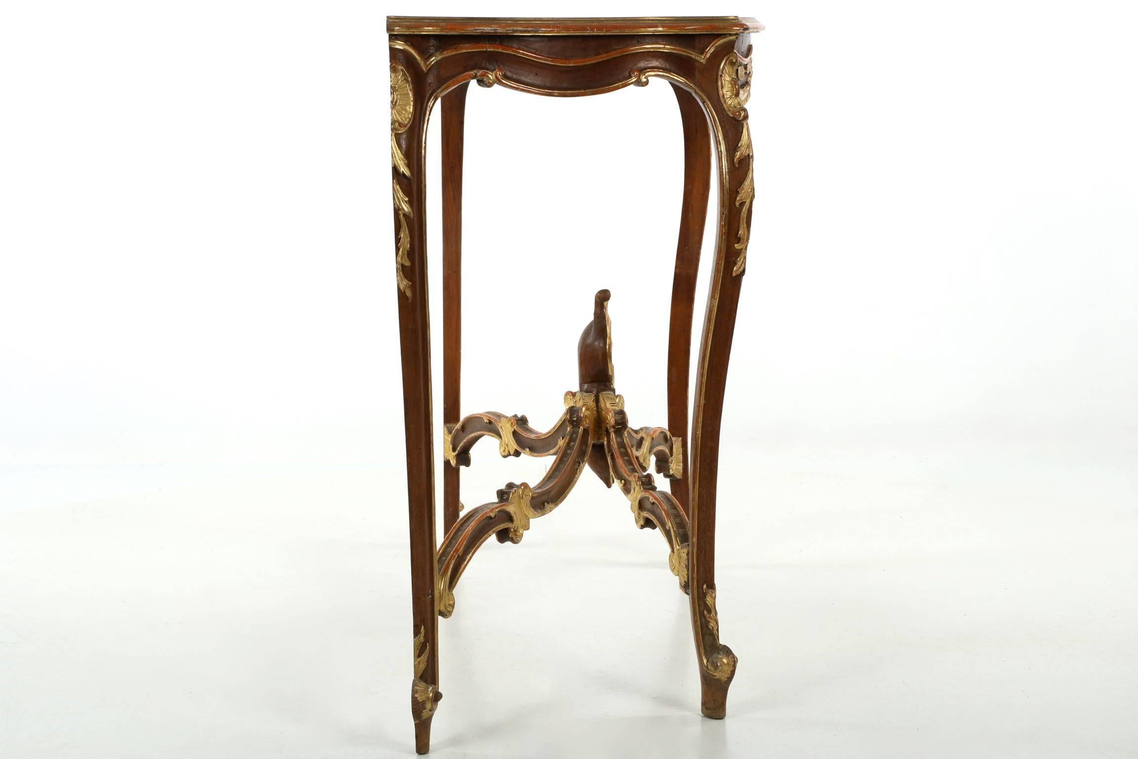 Fine Rococo Carved and Gilded Walnut Pier Mirror and Console Table, 19th Century 1