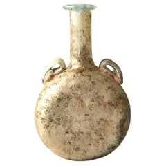 Roman iridescent glass flask antiquities ancient world antiques