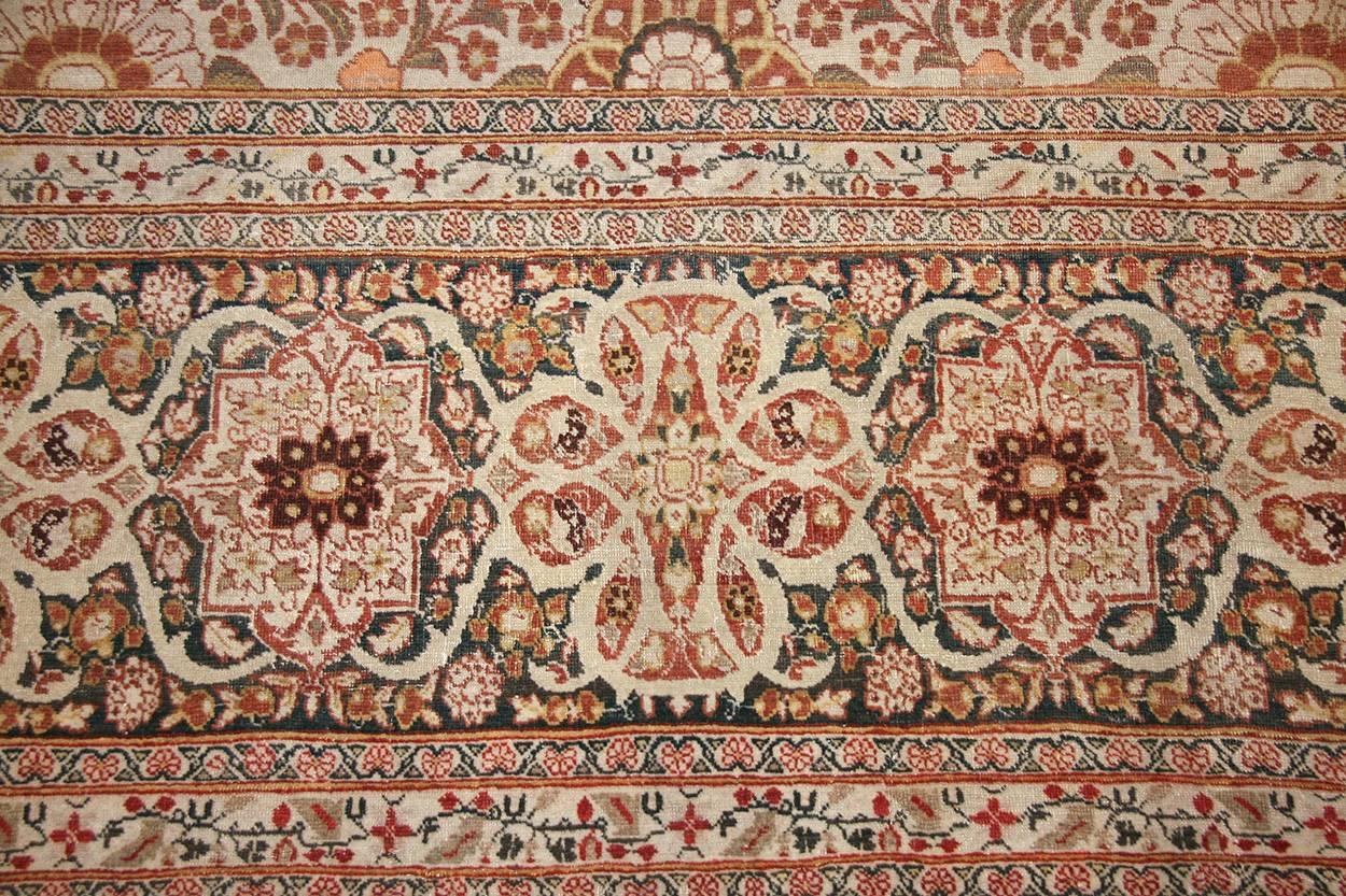 Hand-Knotted Fine Room Size Antique Persian Haji Jalili Tabriz Rug. Size: 9' 3