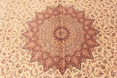 Fine Room Size Vintage Persian Luxury Gonbad Design Silk Qum Rug 10' x 13'8"