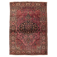 Fine Rose Background Antique Ferahan Sarouk Rug
