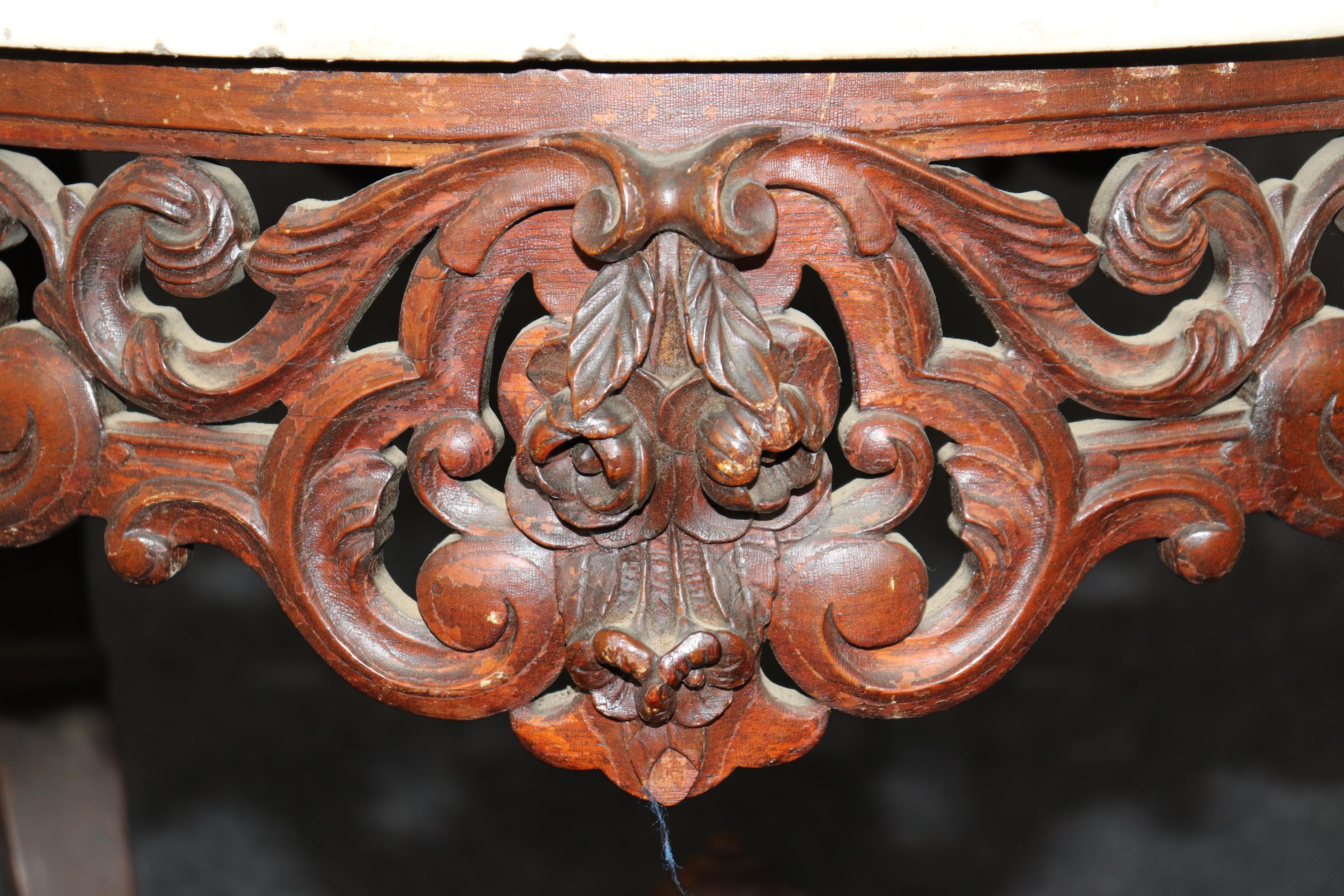 Fine John Henry Belter Rosewood Carved High Victorian Marble Top Center Table 4