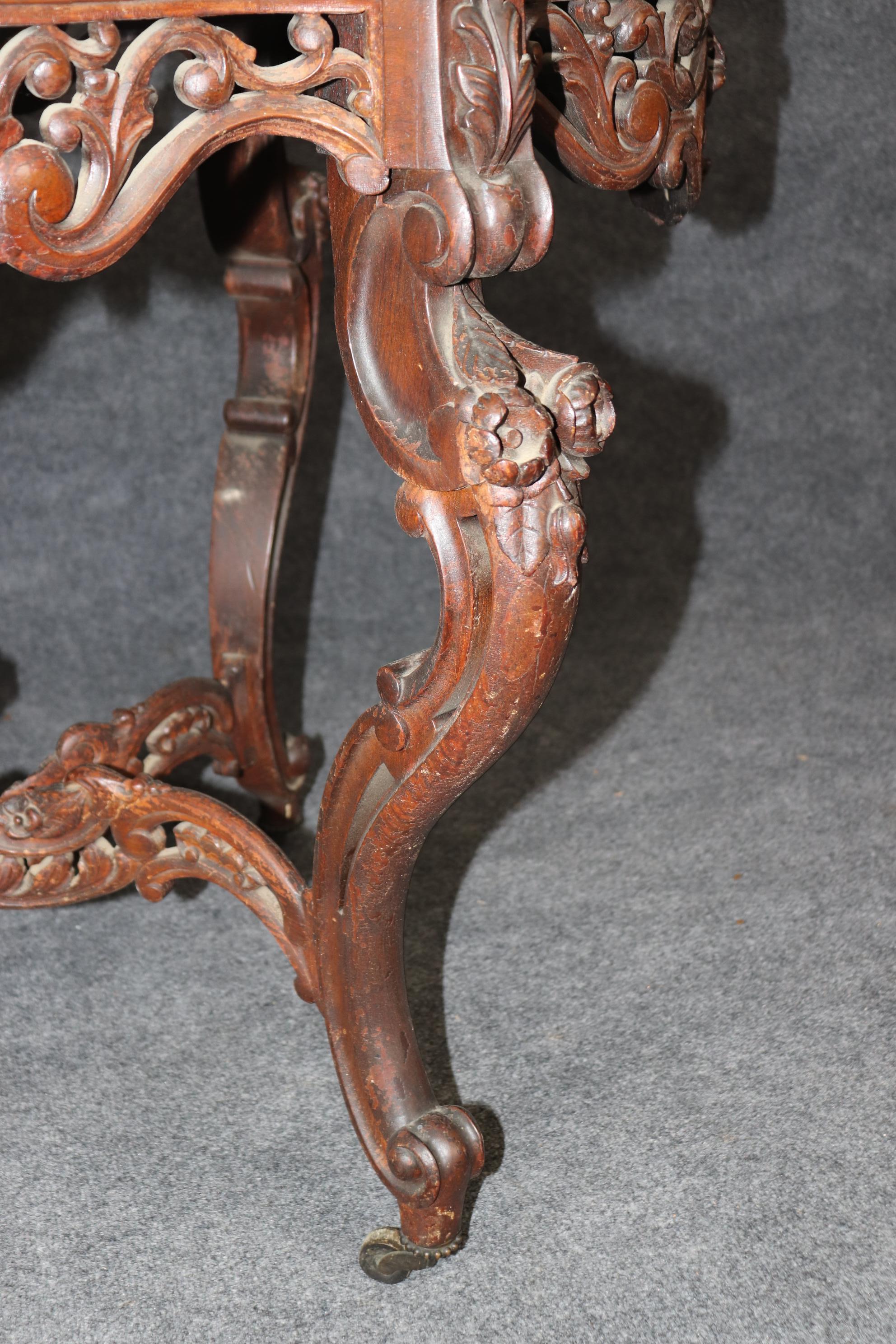 Fine John Henry Belter Rosewood Carved High Victorian Marble Top Center Table 1