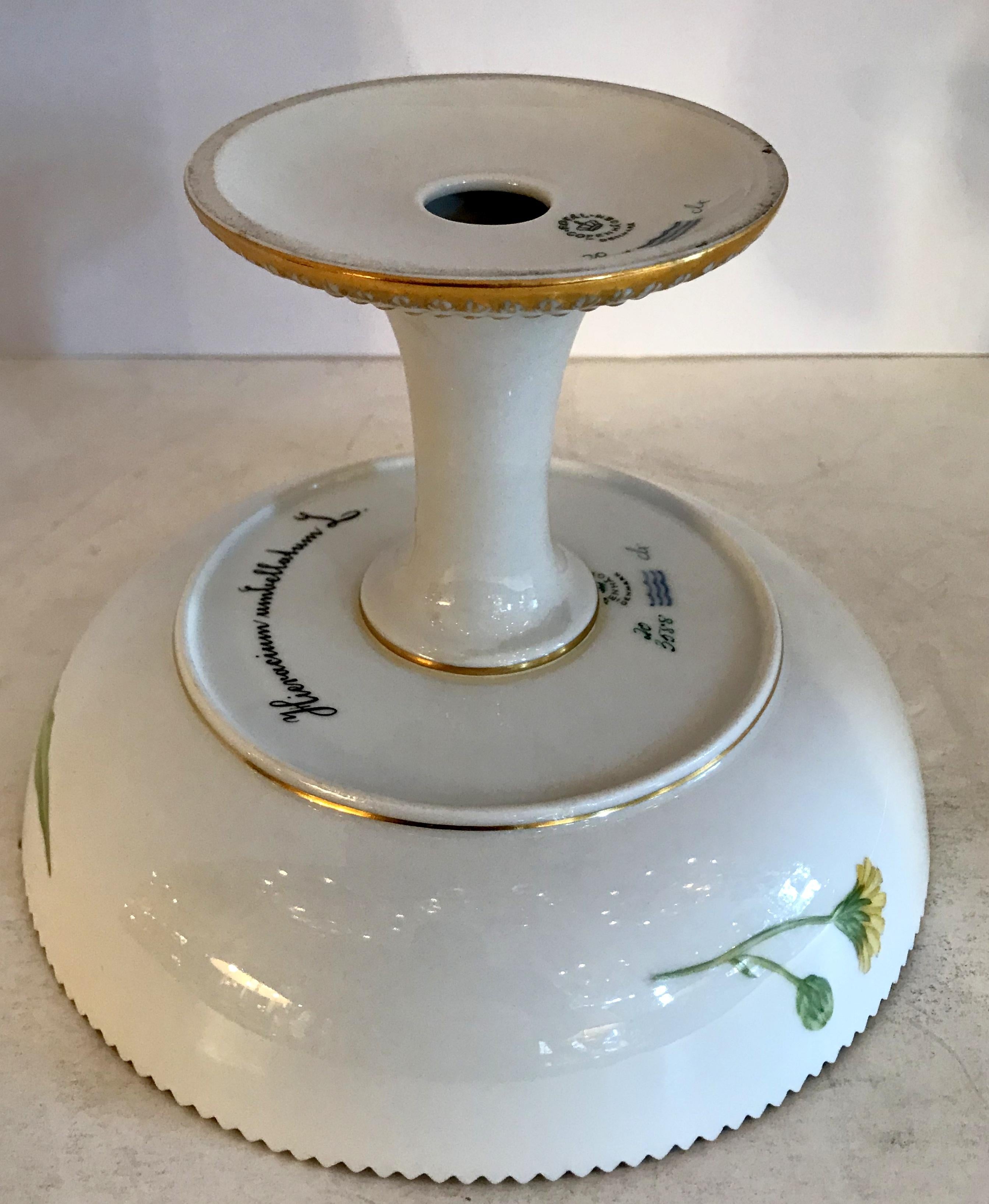 Fine Royal Copenhagen Flora Danica Hieracium Umbellatum L Footed Pedestal Bowl In Good Condition In Roslyn, NY