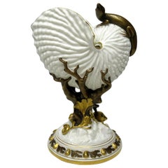 Fine Royal Worcester Porcelain Nautilus Shell Vase with Salamander