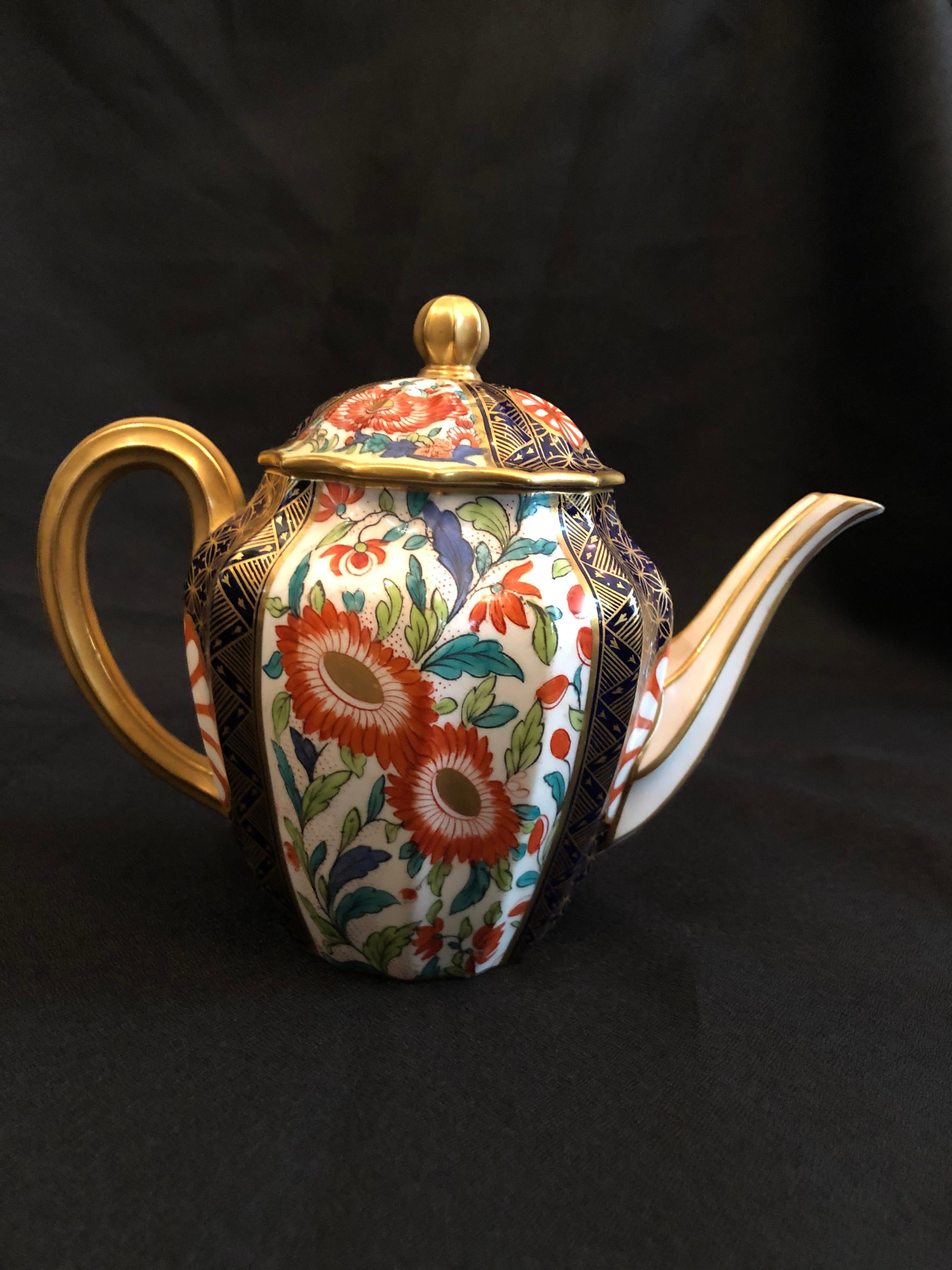 Late 19th Century Fine Royal Worcester Porcelain Tea Service 1881, Imari, English, Tray For Sale