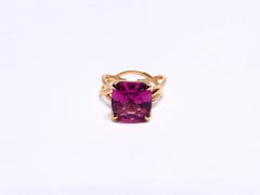 Ring in Rose Gold with 1 Rubellite Cushion Shape 11x11mm.