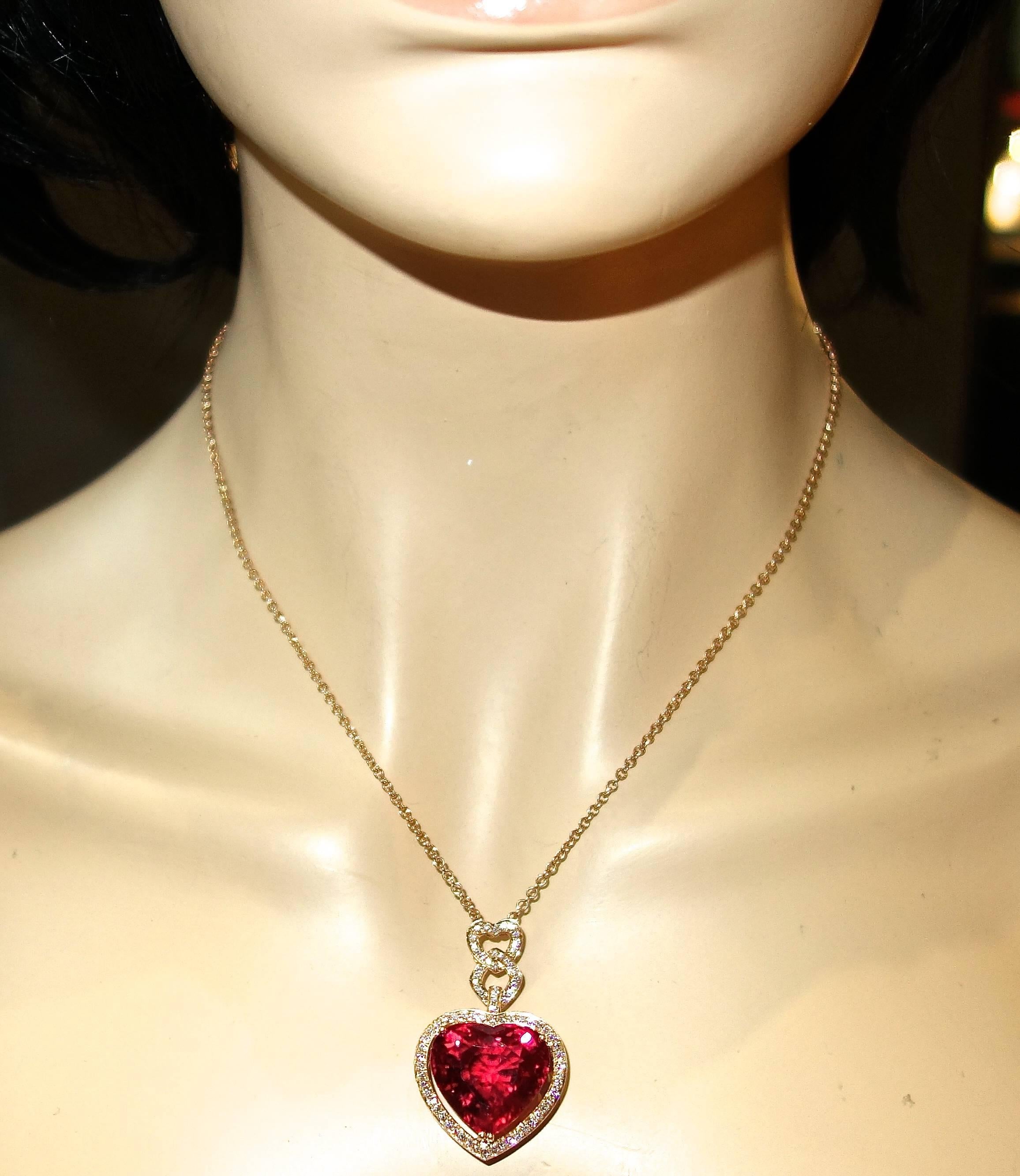 Fine Rubelite and Diamond Pendant Necklace In Excellent Condition In Aspen, CO