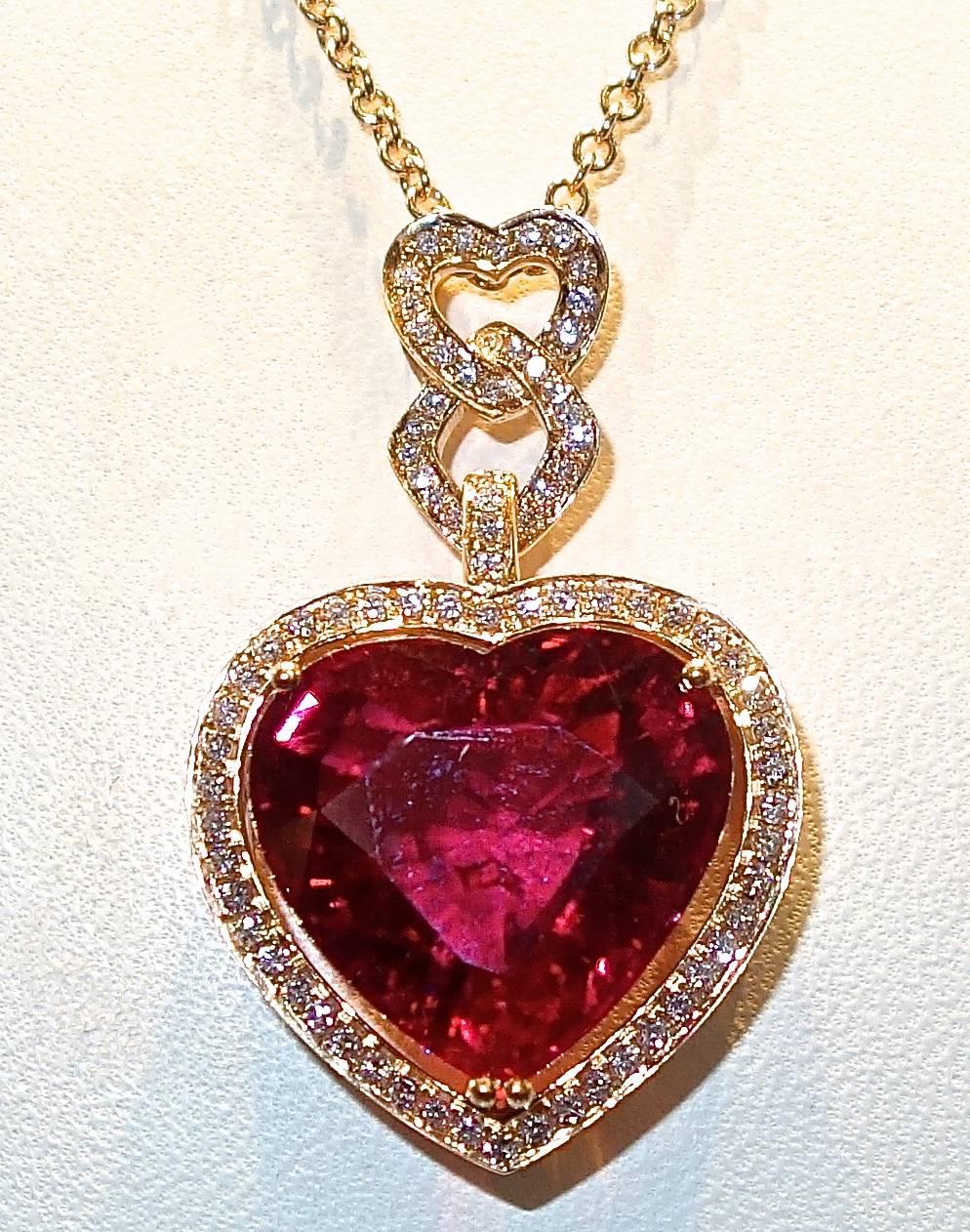 Women's or Men's Fine Rubelite and Diamond Pendant Necklace