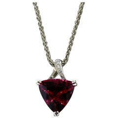 Fine Rubelite Tourmaline Diamond Platinum Pendant