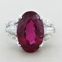 Fine Rubellite Tourmaline Diamond Platinum Ring