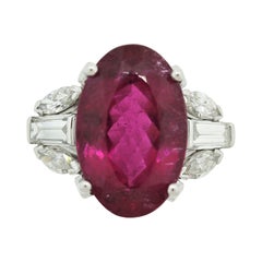 Bague en platine avec rubellite, tourmaline et diamants