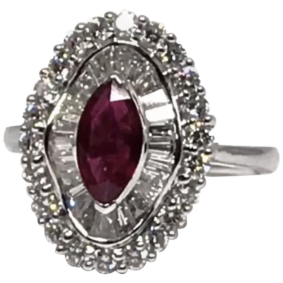 Fine Ruby and Diamond 18 Karat 3.77 Carat Ladies Ring Certified 