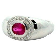 Fine Ruby and Diamond Platinum Ring
