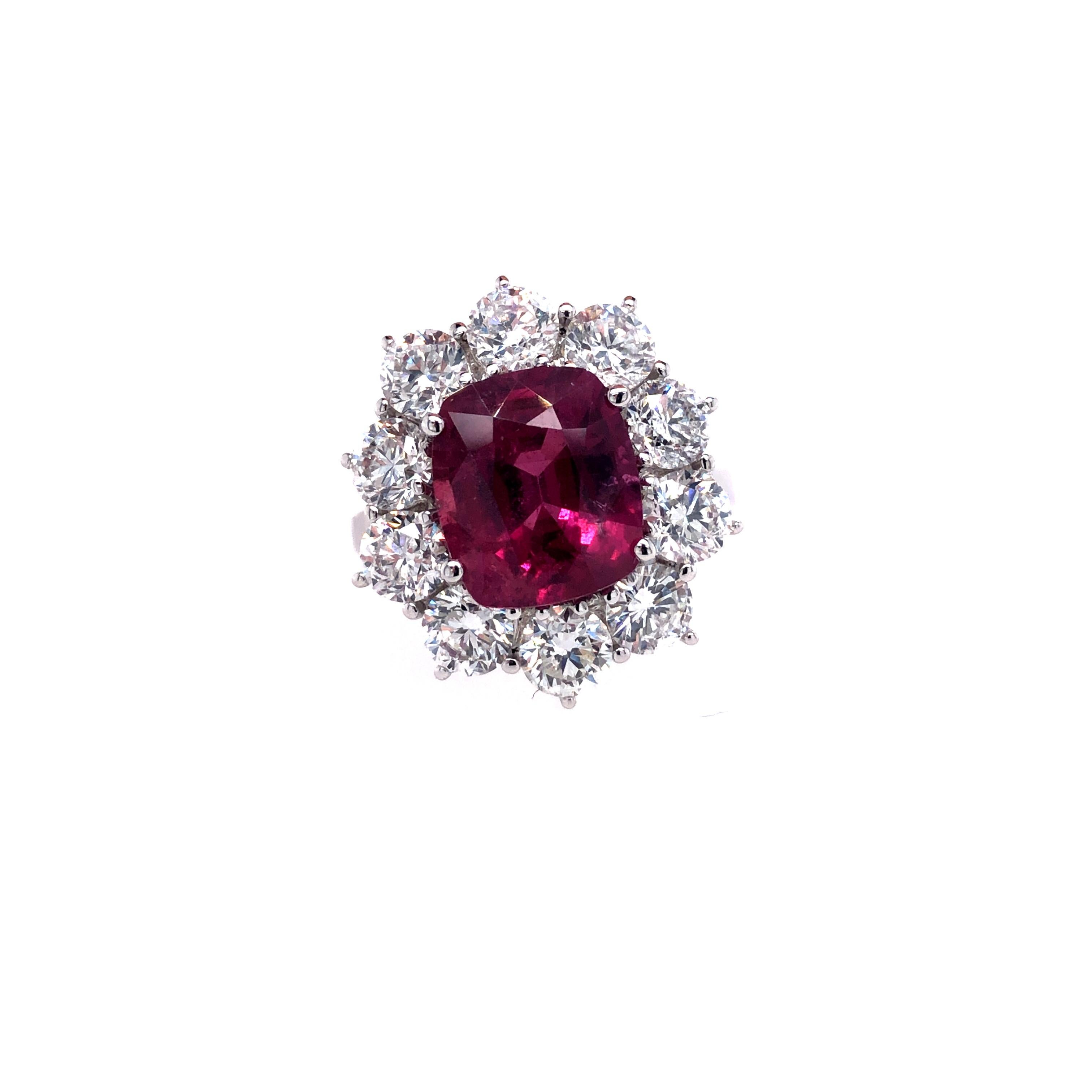 Fine Ruby and Diamond Ring 7.56 Carat in 18 Karat White Gold 1