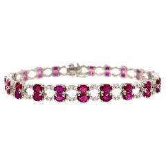 Bracelet en or 18 carats avec rubis et diamants blancs de couleur canari