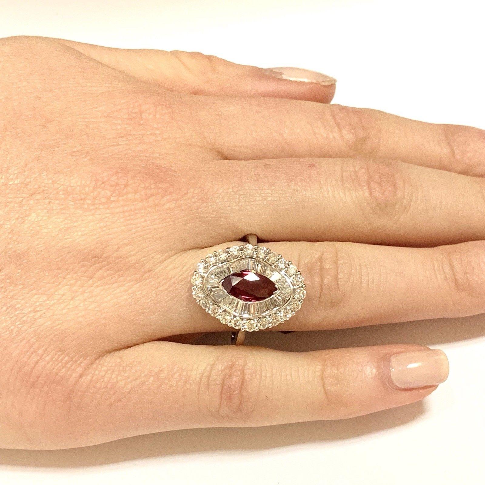 Fine Ruby and Diamond 18 Karat 3.77 Carat Ladies Ring Certified  4