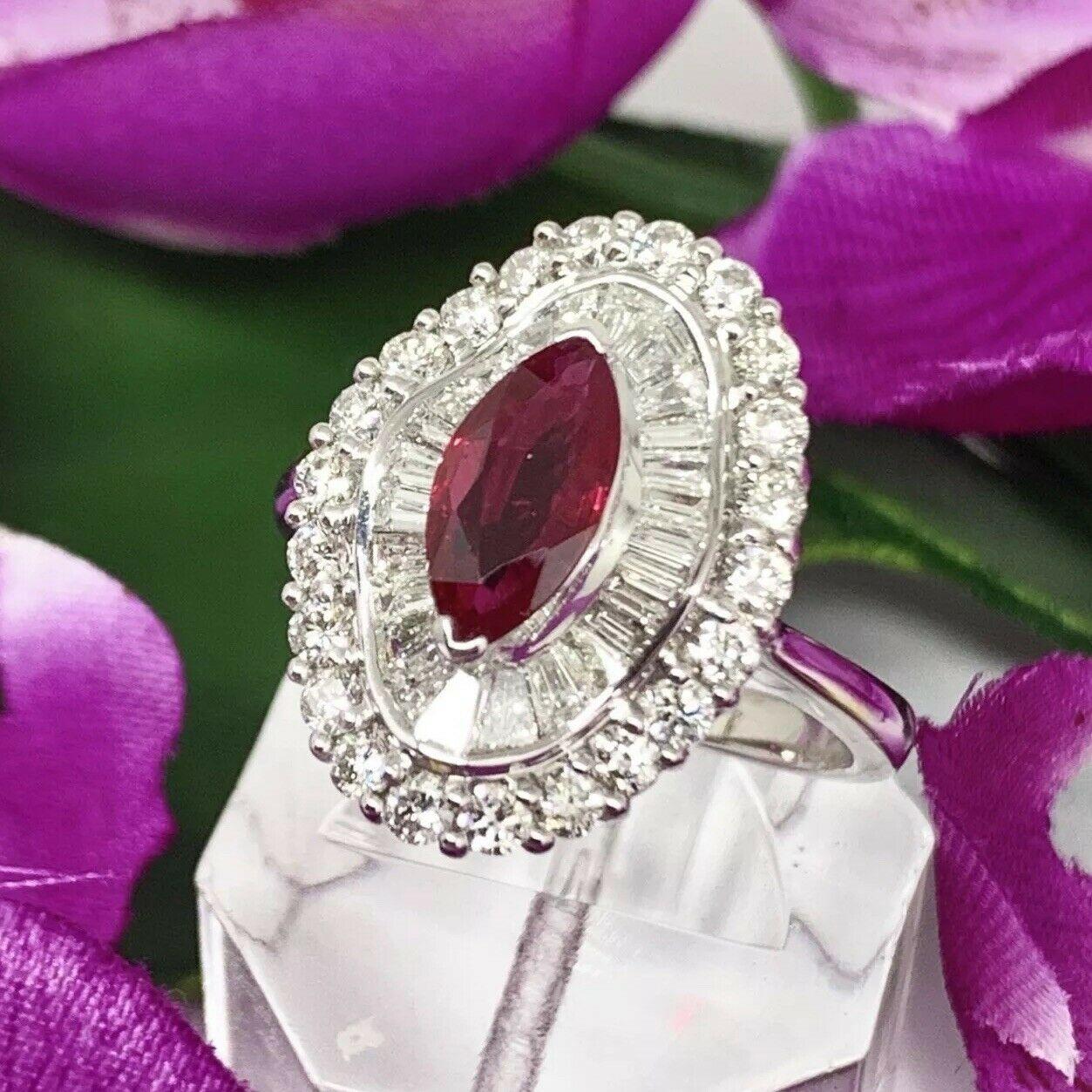CERTIFIED $7,800 ESTATE LADIES FINELY FACETED QUALITY RUBY AND DIAMOND 18 KT RING 3.77 TOTAL CT total weight

This is a One of a Kind Unique Custom Made Glamorous Piece of Jewelry!!

Nothing says, “I Love ❤️ you” more than Diamonds and Pearls.