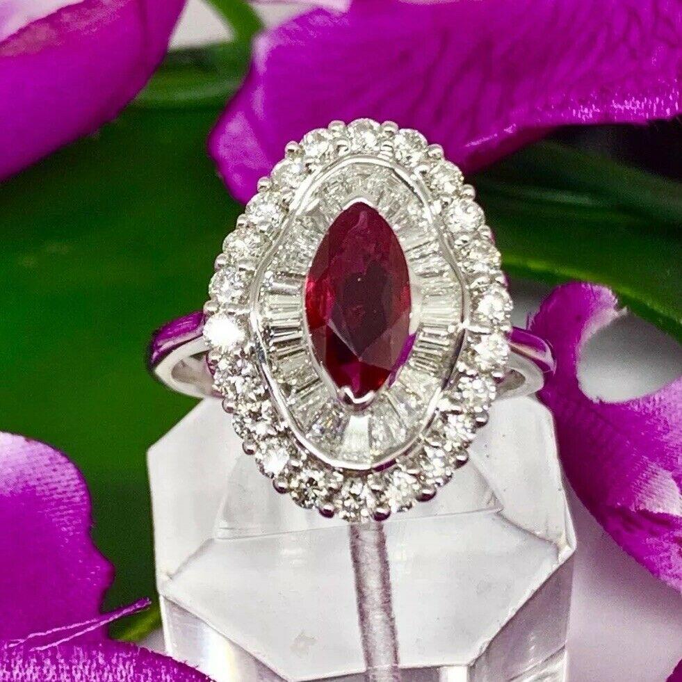 Modern Fine Ruby and Diamond 18 Karat 3.77 Carat Ladies Ring Certified 
