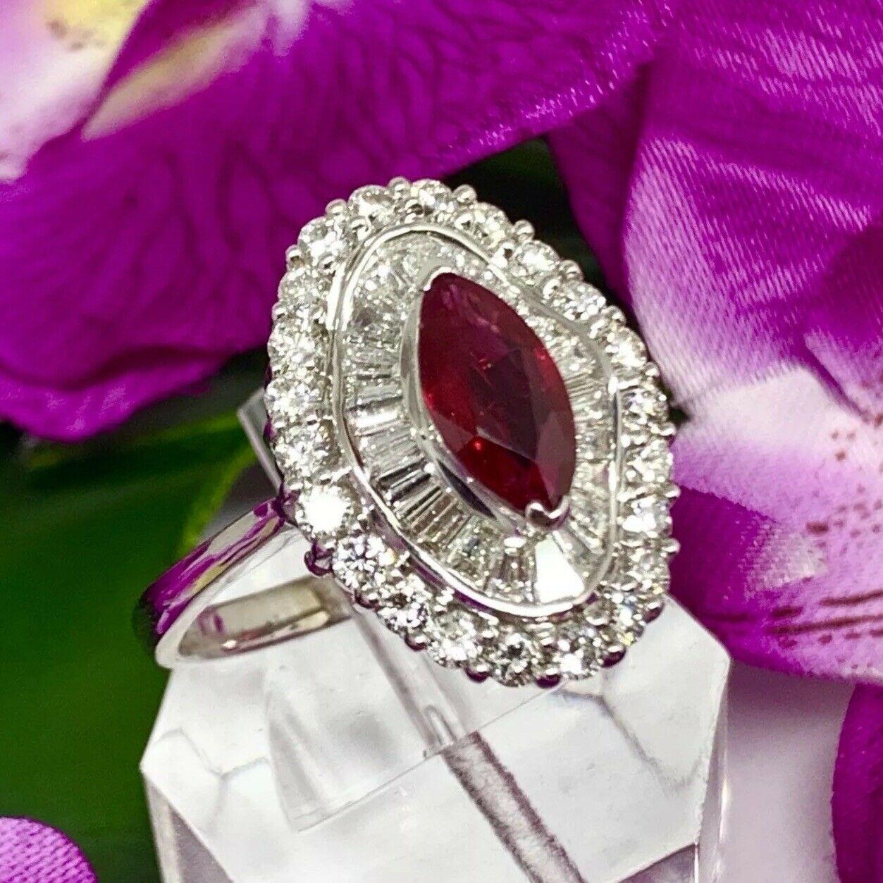 Fine Ruby and Diamond 18 Karat 3.77 Carat Ladies Ring Certified  1