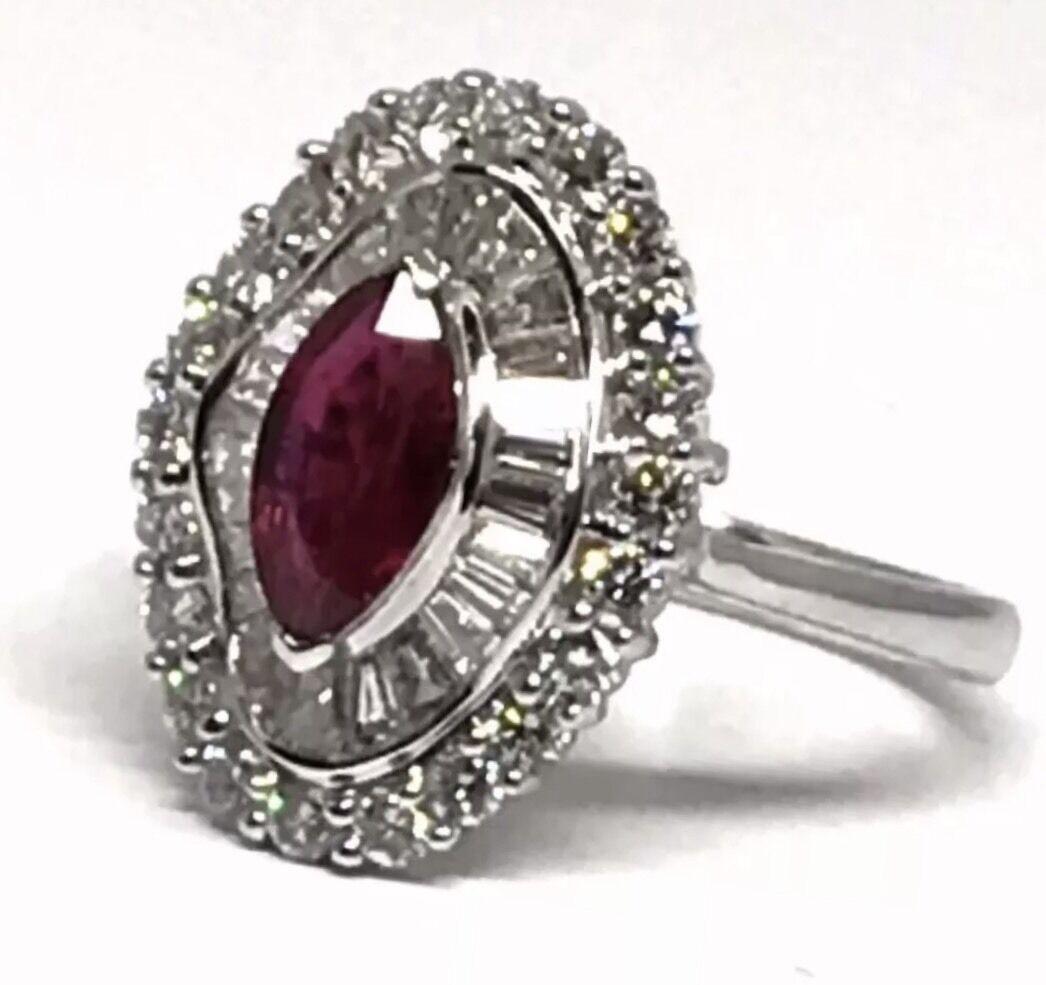 Fine Ruby and Diamond 18 Karat 3.77 Carat Ladies Ring Certified  3