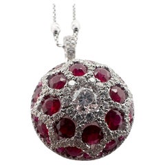 Fine Ruby & Diamond pendant necklace 18KT