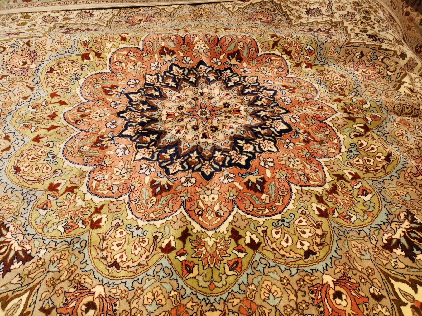 Hand-Knotted Fine Rug Vintage Turkish Hereke Carpet Oversize 17 x 11 ft hand knotted rug For Sale