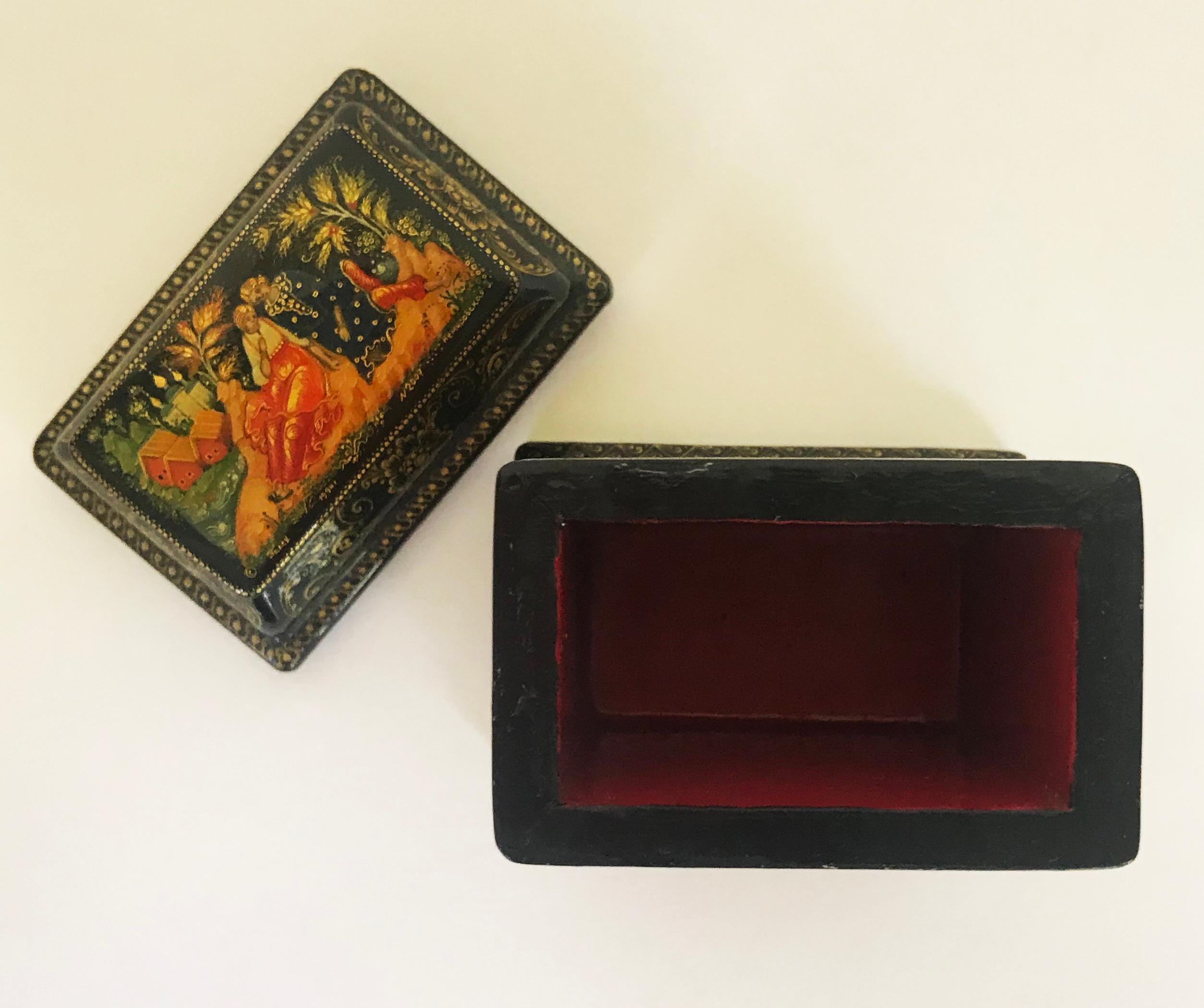 Fine Russian Lacquer Mini Tall Box from Palekh 2
