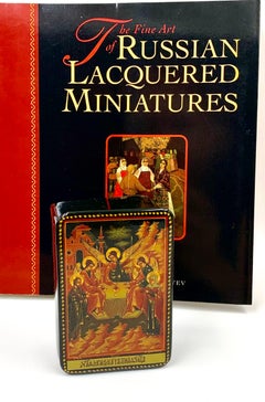 Fine Russian Lacquer Palekh Hand Painted Holy Trinity Box by Zolotorev