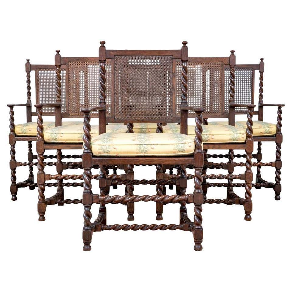 Fine Carved North Winds Faces Heavy Oak Arm Chairs Twisted Spindles ...