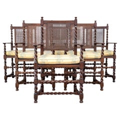 Set di sei sedie con braccioli in Oak Oak inglese antico
