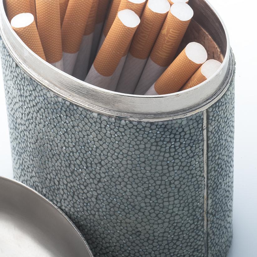 Hand-Crafted FINE SAGE GREEN SHAGREEN CIGARETTE BOX -  superb home and study accessory For Sale