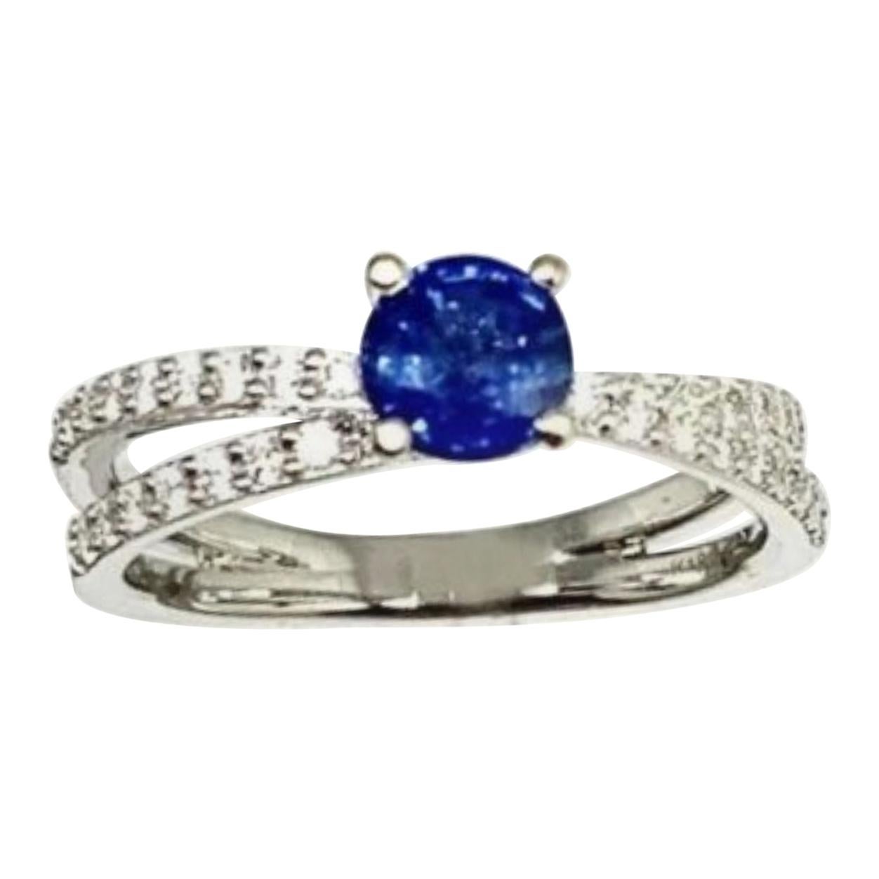 Diamond Sapphire Ring 18k Gold 0.98 TCW Certified