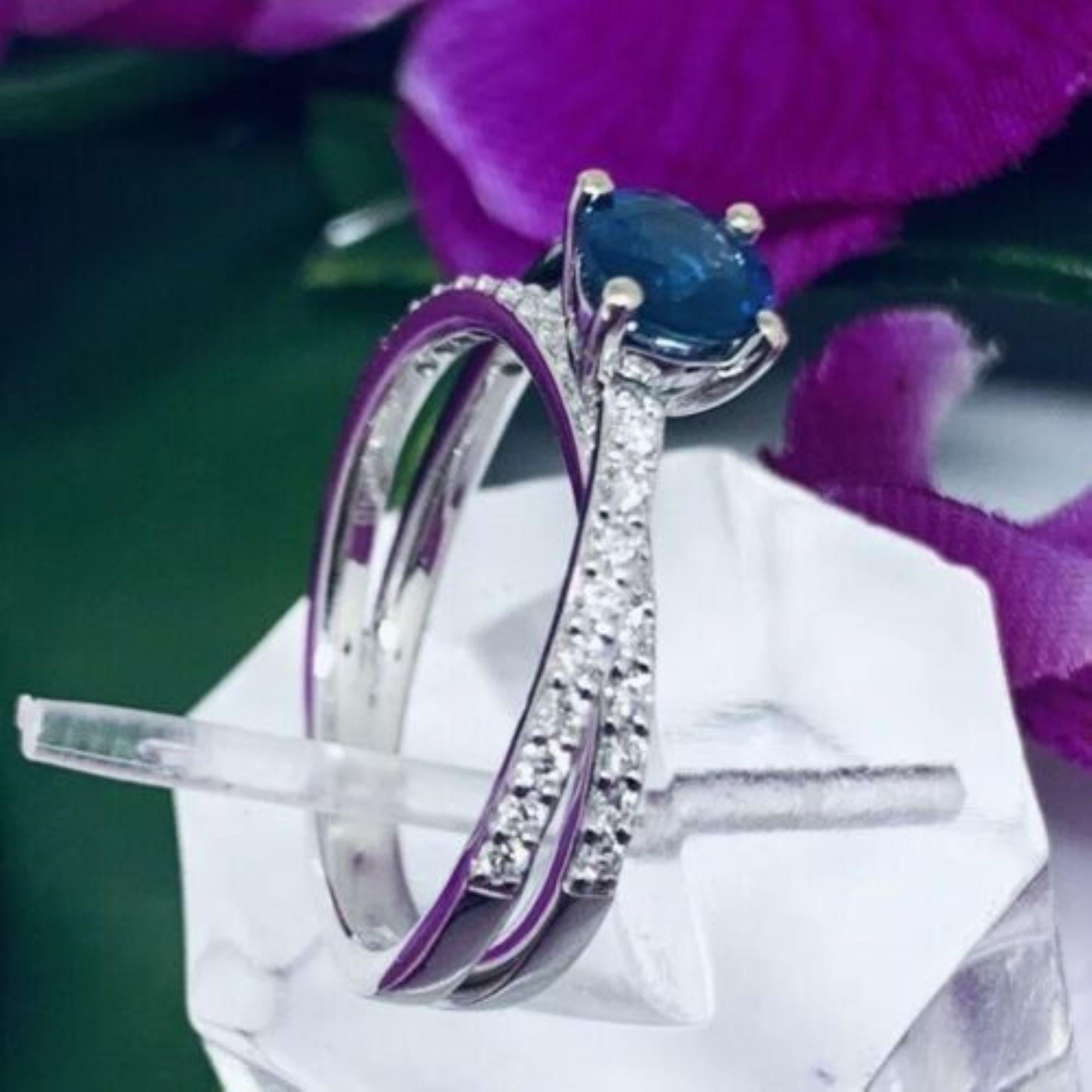 Diamond Sapphire Ring 18k Gold 0.98 TCW Certified 2
