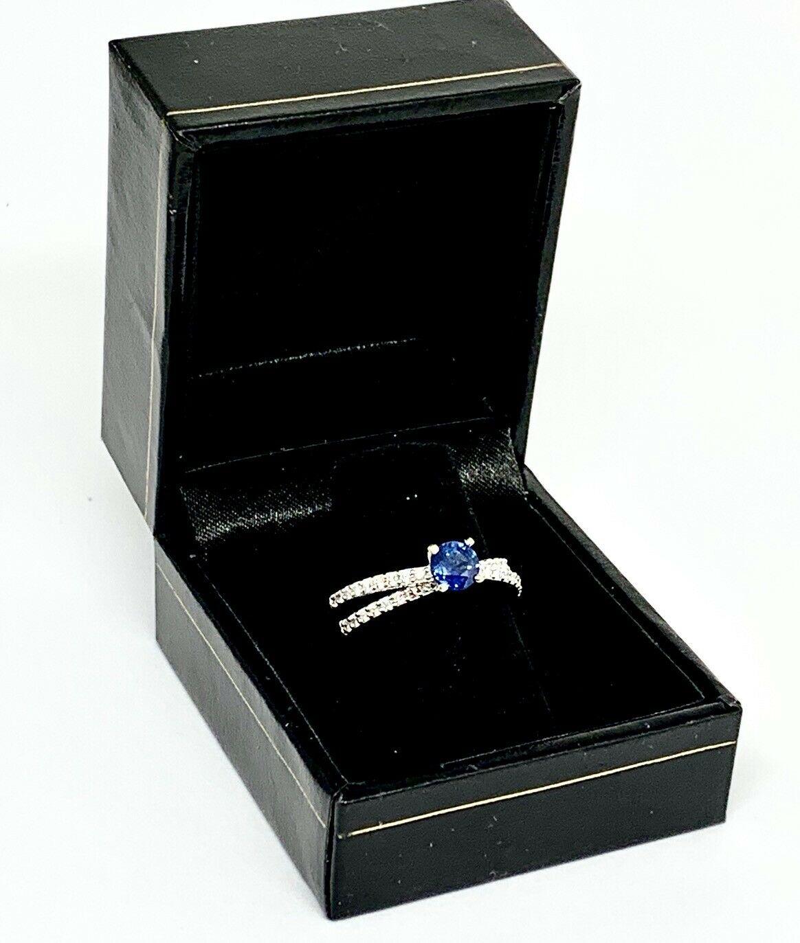 Diamond Sapphire Ring 18k Gold 0.98 TCW Certified 7